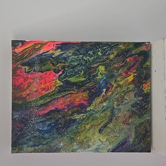Hand Crafted modern art fluid acrylic pour handmade bohemian artwork wall decor - Picture 6 of 12